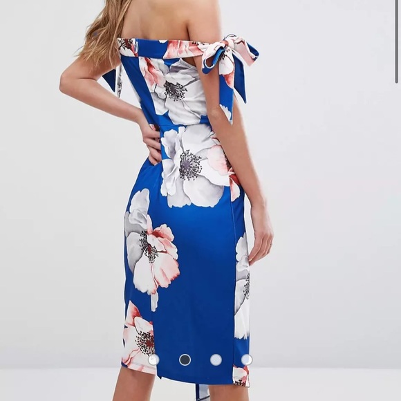 Ginger Fizz Off The Shoulder Tie Midi Dress In Floral - Picture 2 of 3